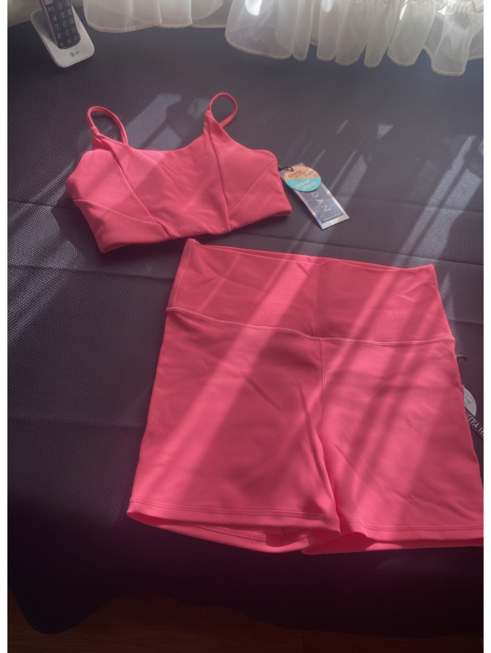 Kyodan women’s set top XS and shorts L coral pink